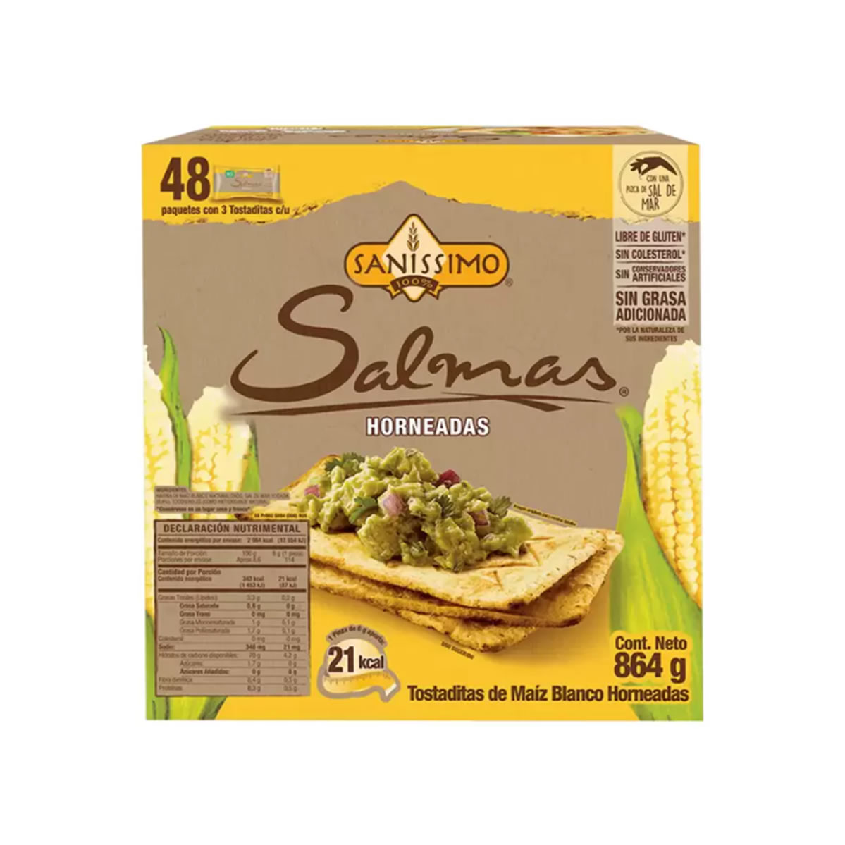 Sanissimo Salmas, Tostadas de Maíz Horneadas, 48 pzas de 18 g