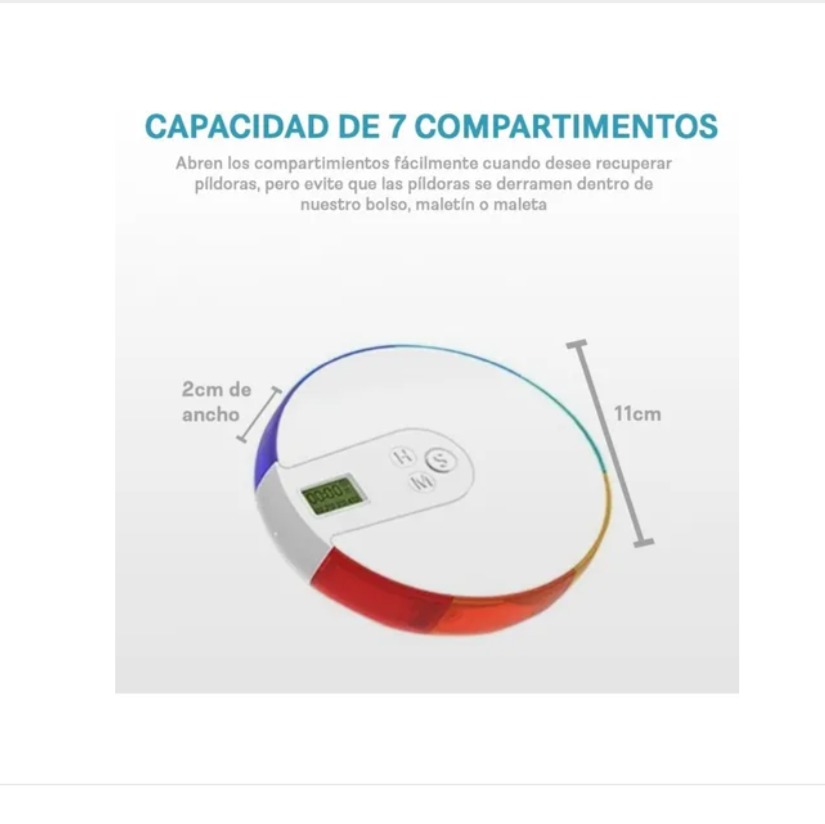 Pastillero Electrónico Digital Alarma De Recordatorio Semanal