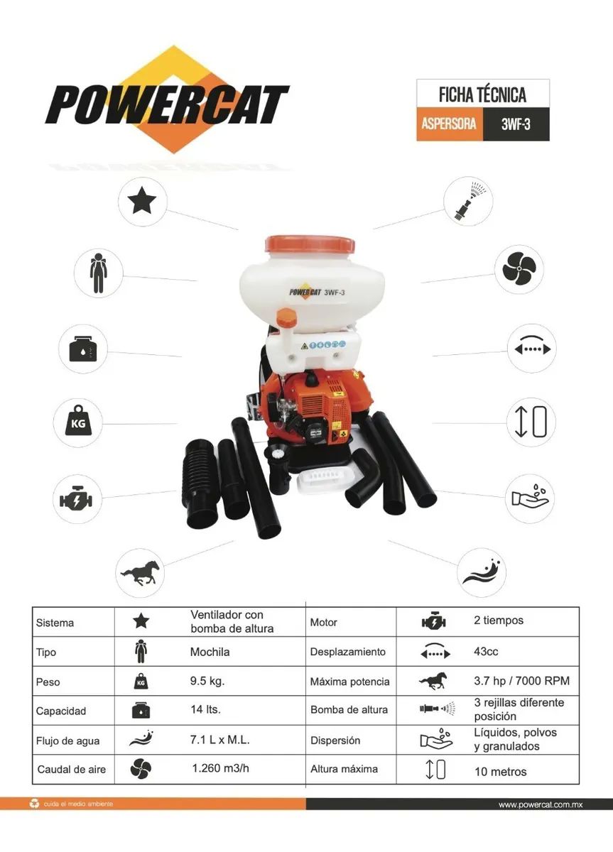 Aspersora Sanitizadora Fumigadora Power Cat 3wf-3