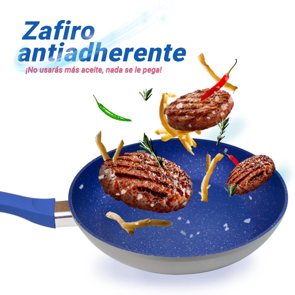 Juego Sartenes Stone Antiadherentes Tefal Zafiro Flavor Pan