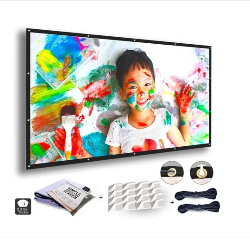 Pantalla Para Proyector 100 Pulgadas Tela Gruesa Con Kit De Montaje