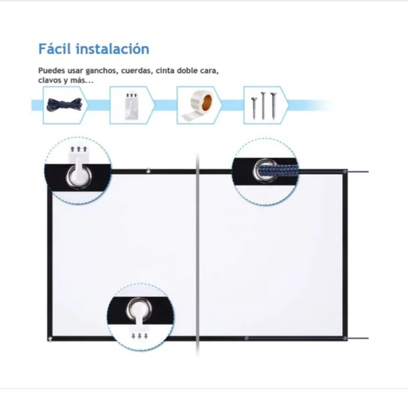 Pantalla Para Proyector 60 Pulgadas Tela Gruesa Con Kit De Montaje