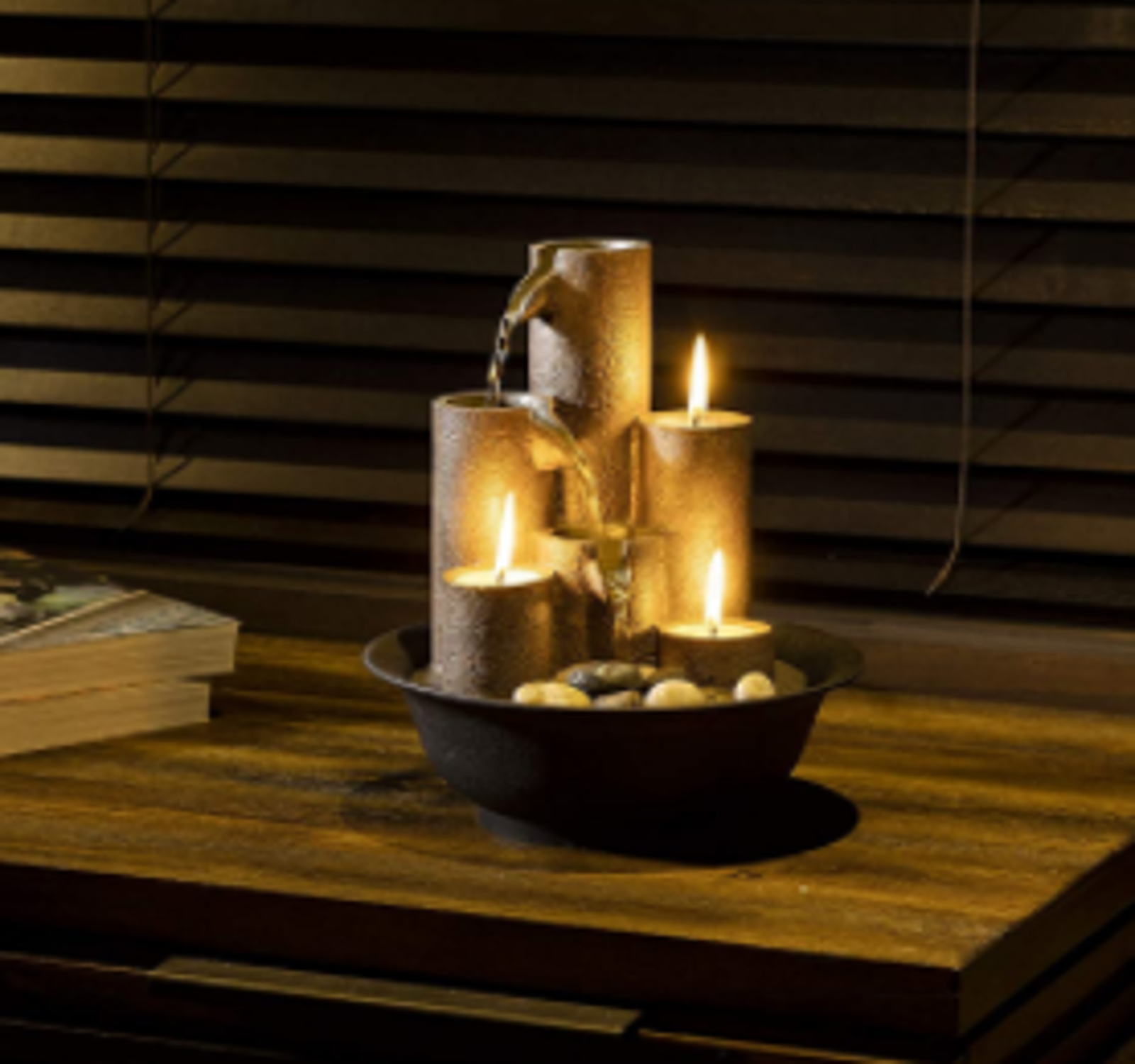 Fuente De Agua Decorativa Para Mesa Con Velas Y Cascada