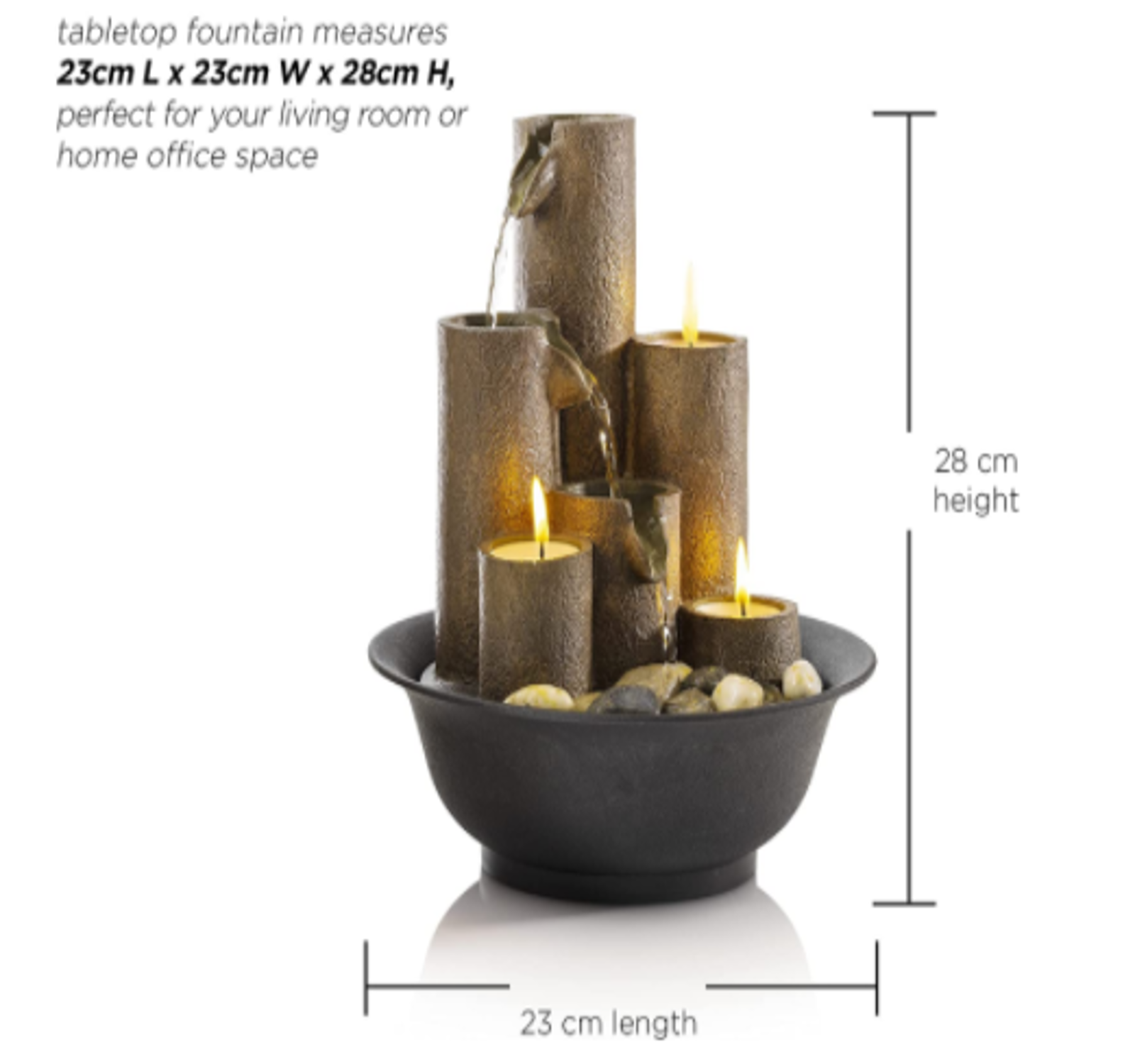 Fuente De Agua Decorativa Para Mesa Con Velas Y Cascada