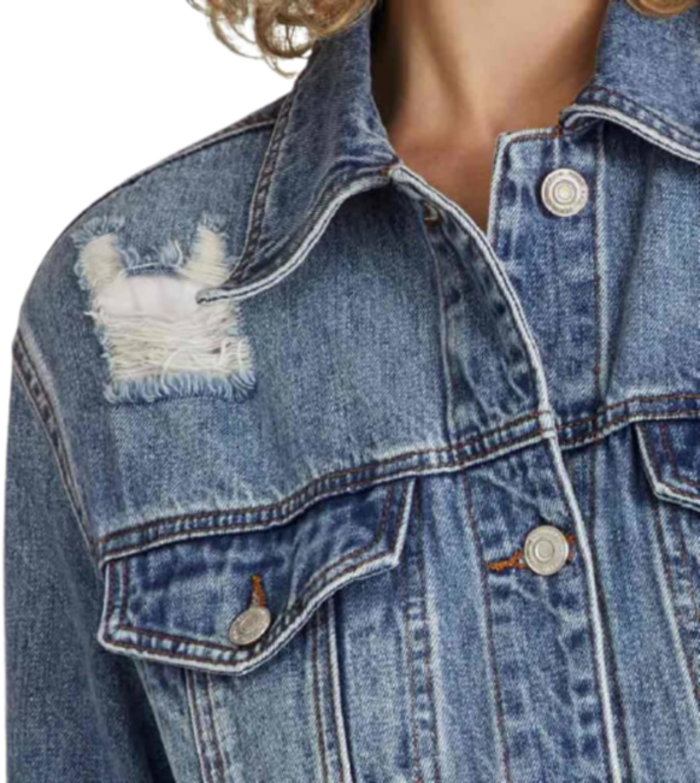 Chamarra casual para mujer, de mezclilla deslavada, marca Holly Land, F692 996984