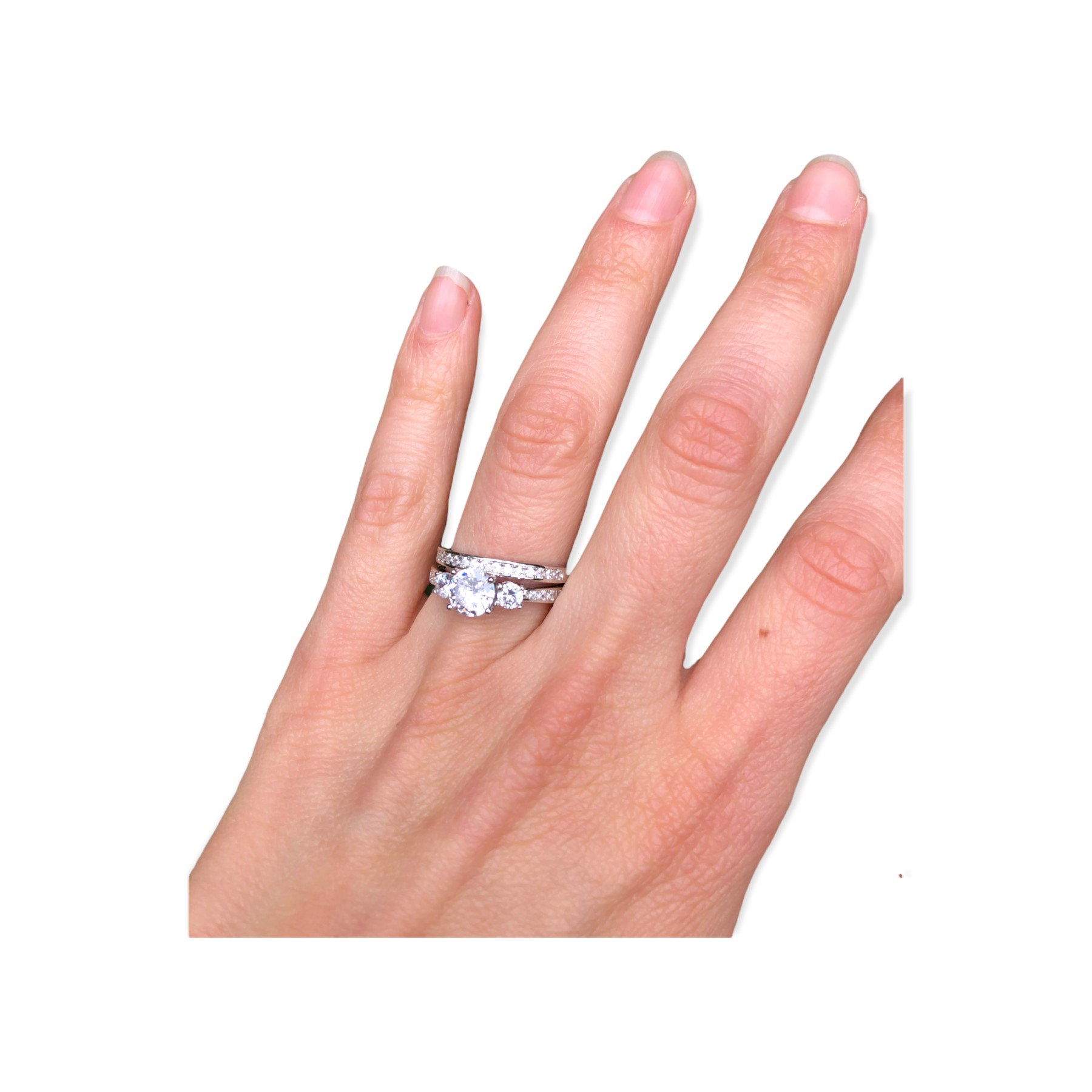 Anillo Compromiso Trio Circonia Y Churumbela Plata 925 Elite