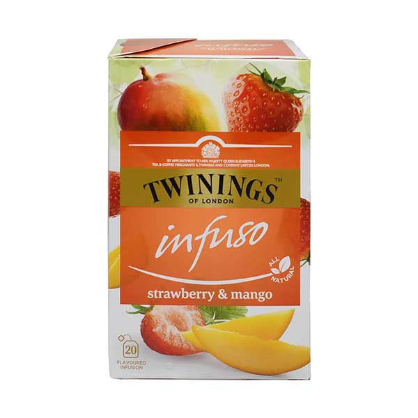 Te Negro Fresa Mango Infuso Twinings paquete 20 sobres