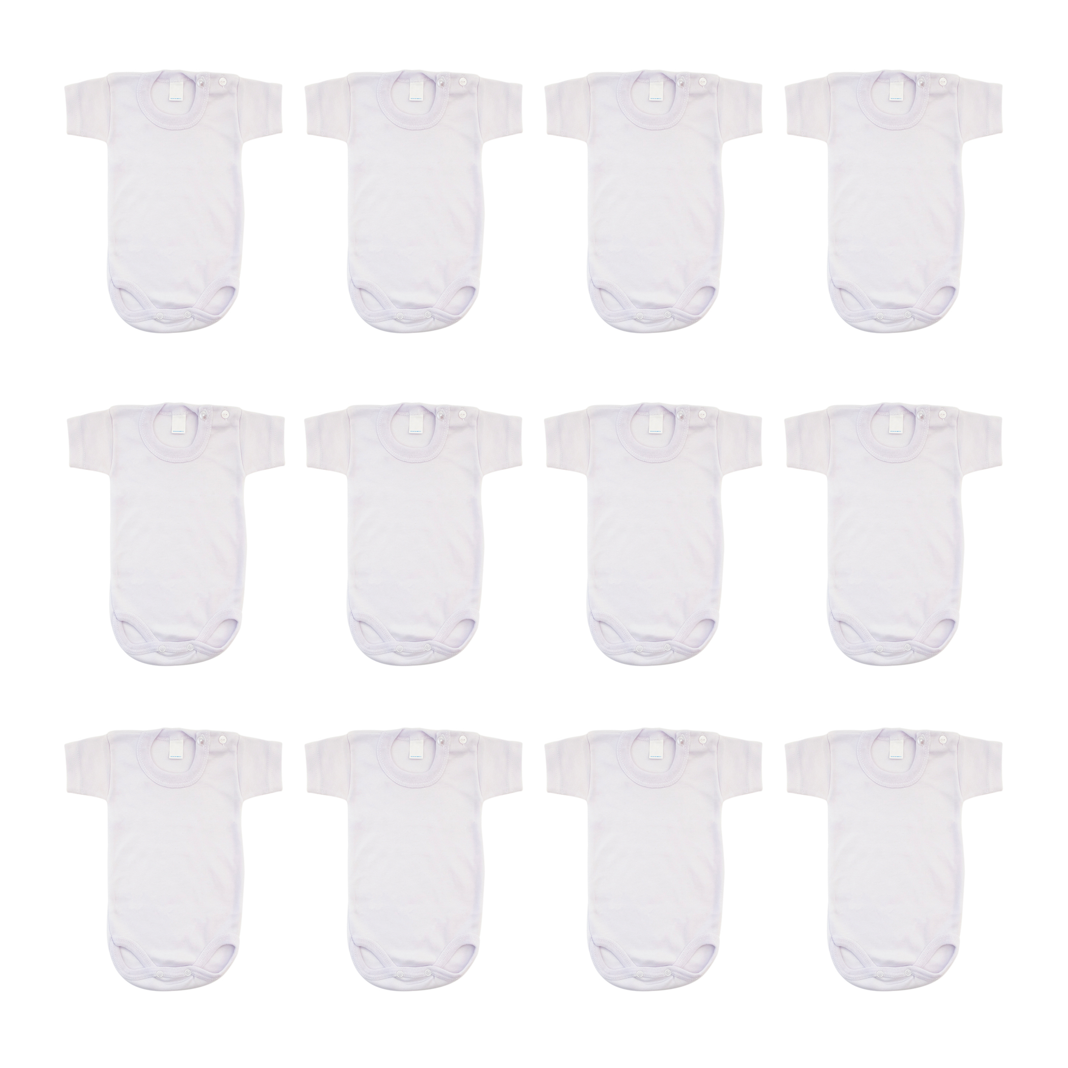 Set 12 Pañaleros Blanco Manga Corta Para Recién Nacido