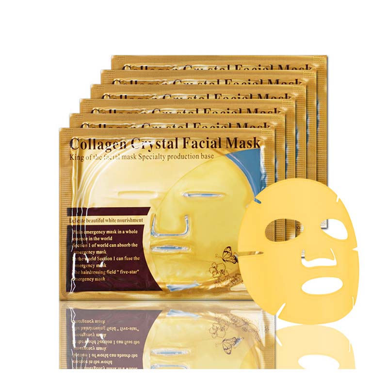 Mascarilla Colágeno Cara Completa Dorada Revitalizante Anti Envejecimiento Spa 10 piezas Mayoreo 