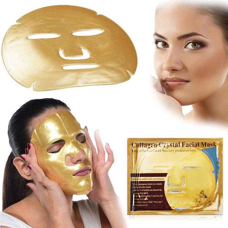 Mascarilla Colágeno Cara Completa Dorada Revitalizante Anti Envejecimiento Spa 10 piezas Mayoreo 