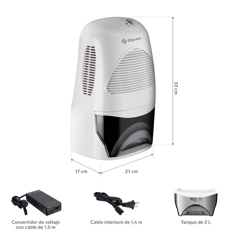 Deshumidificador electrónico Steren con tanque de 2 L AIR-250