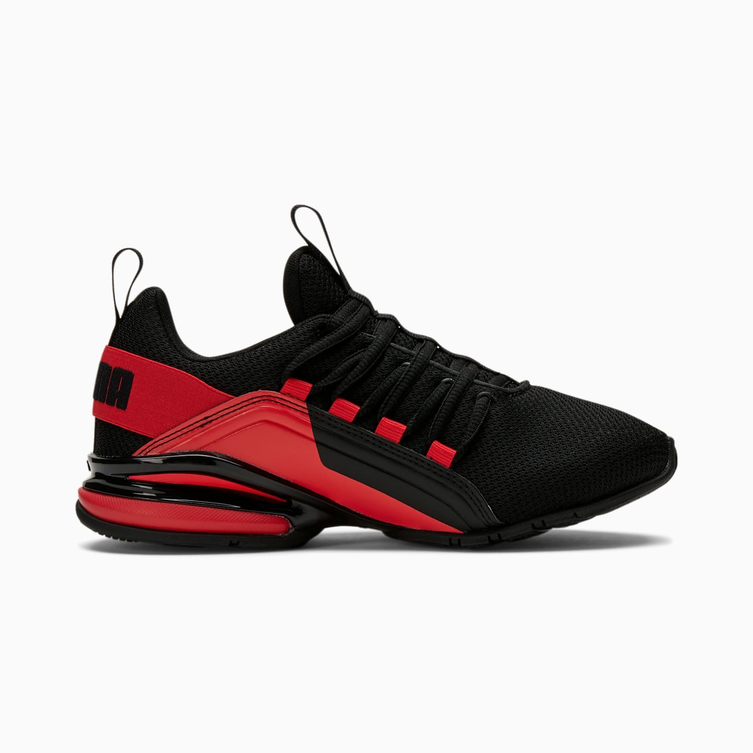 Tenis Puma Axelion Break Negro Rojo de Niños