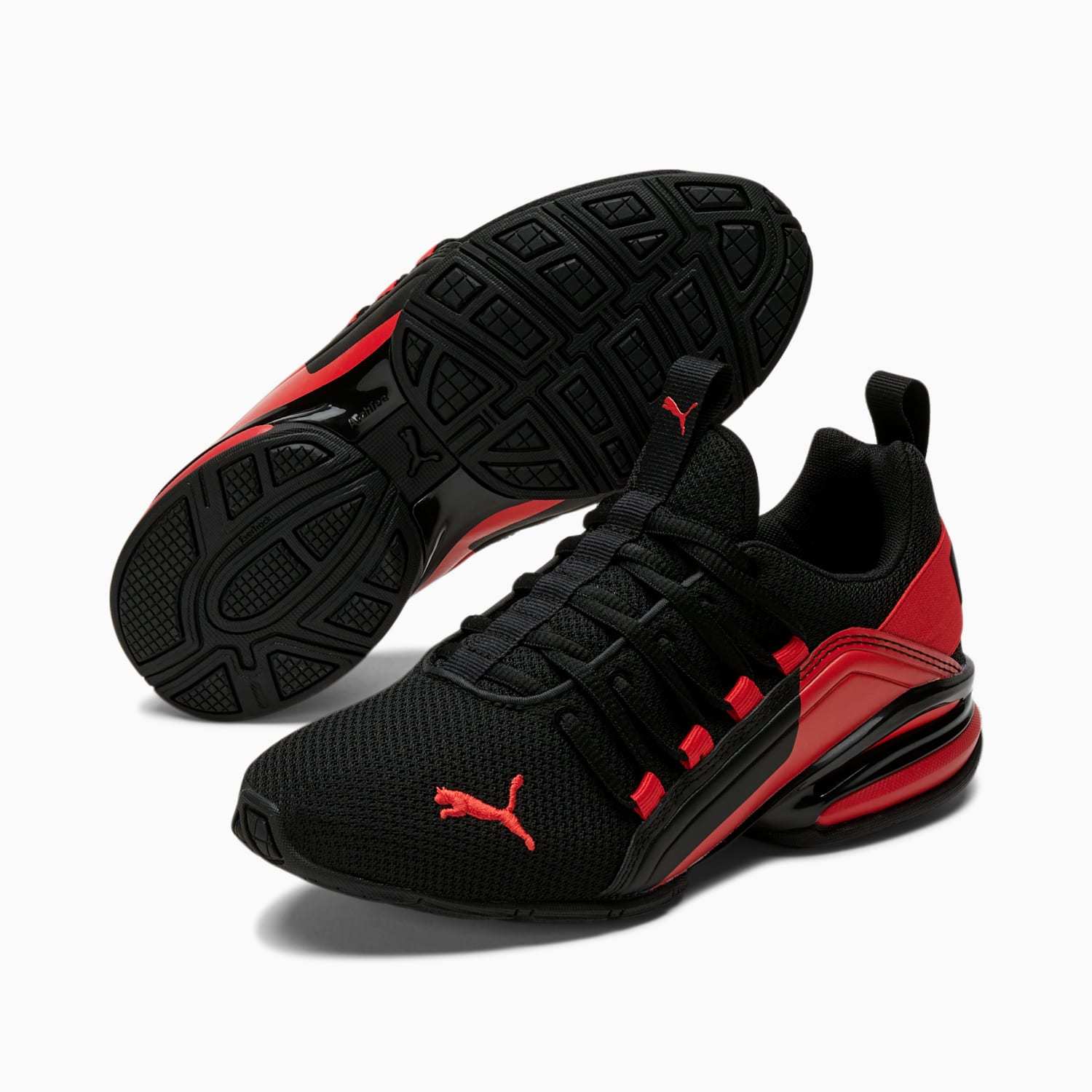 Tenis Puma Axelion Break Negro Rojo de Niños