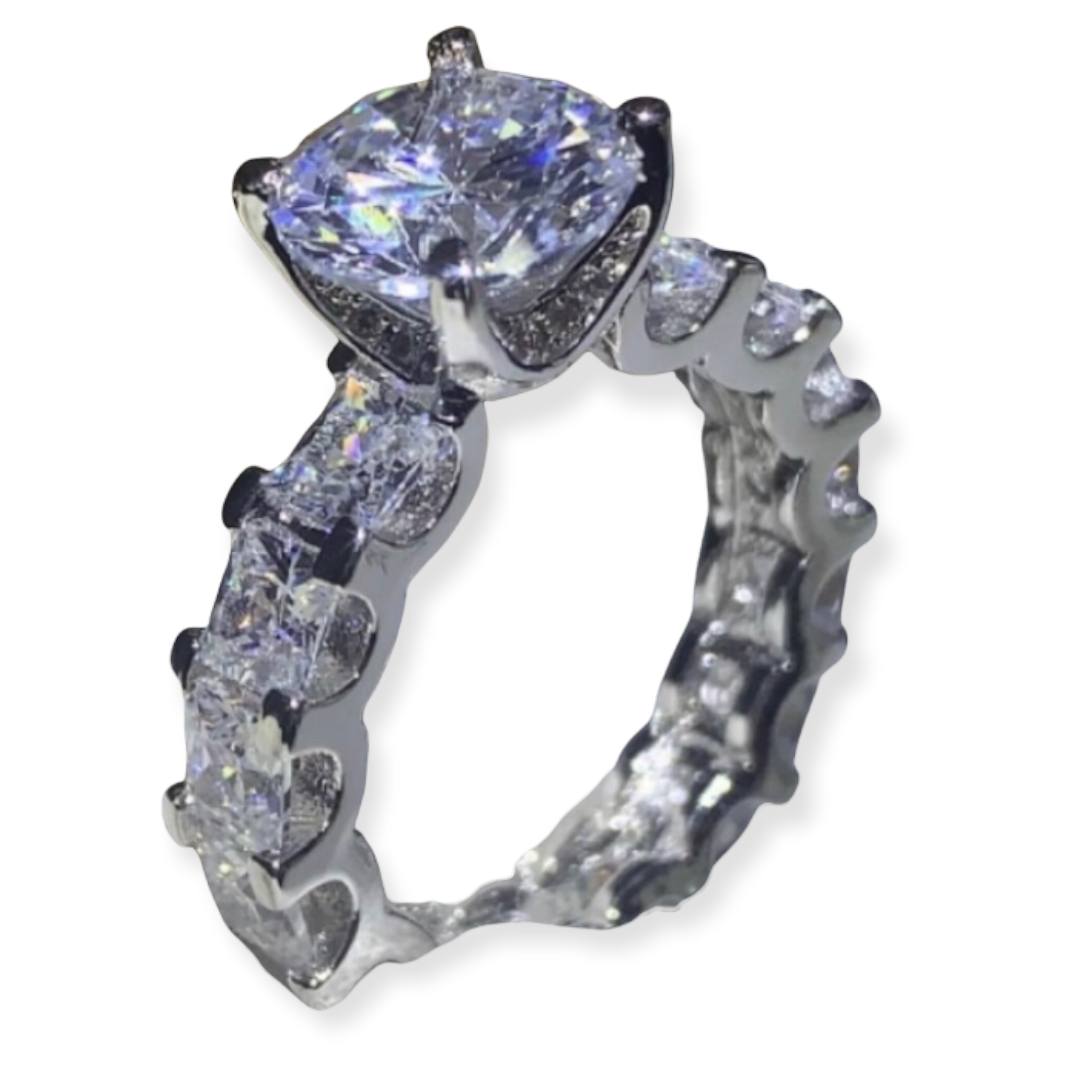Anillo Compromiso Zirconia Cúbica Extra grande Plata 925 -Amour
