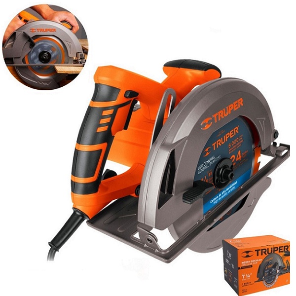 Sierra Circular Truper para Cortar Madera Profesional de 7 1/4 de 1500W SICI-7-1/4A3 Corta Tabla Polines Vigas