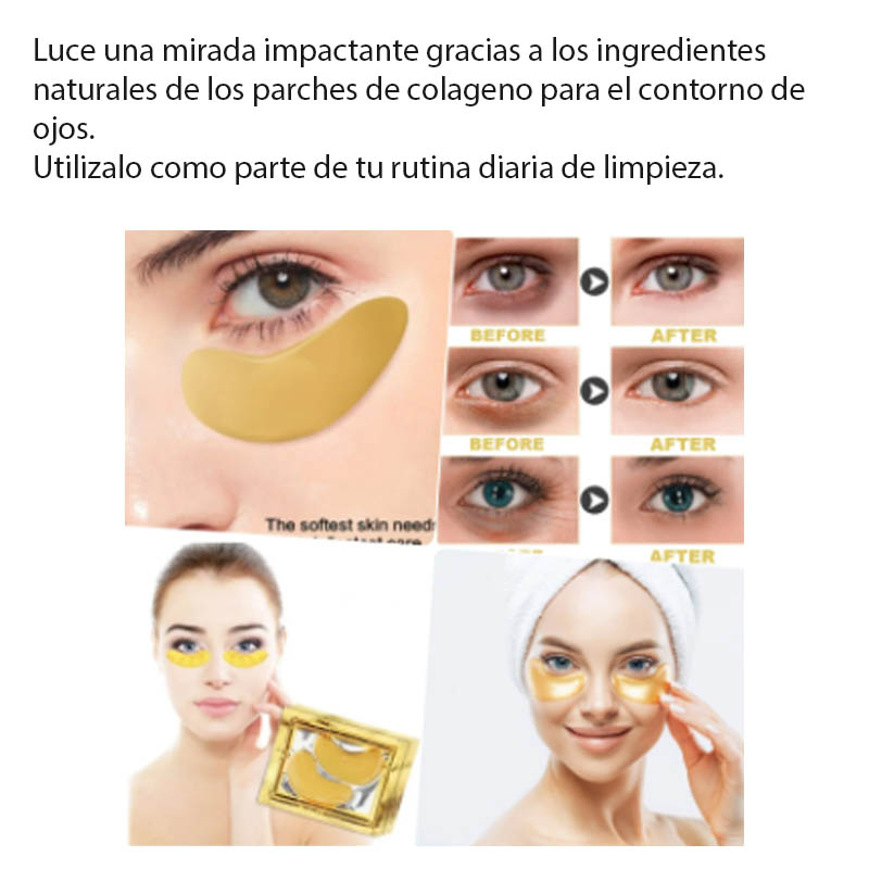 Parches Contorno Ojos Anti Ojeras Colágeno Dorado Facial Anti arrugas 1 pieza 