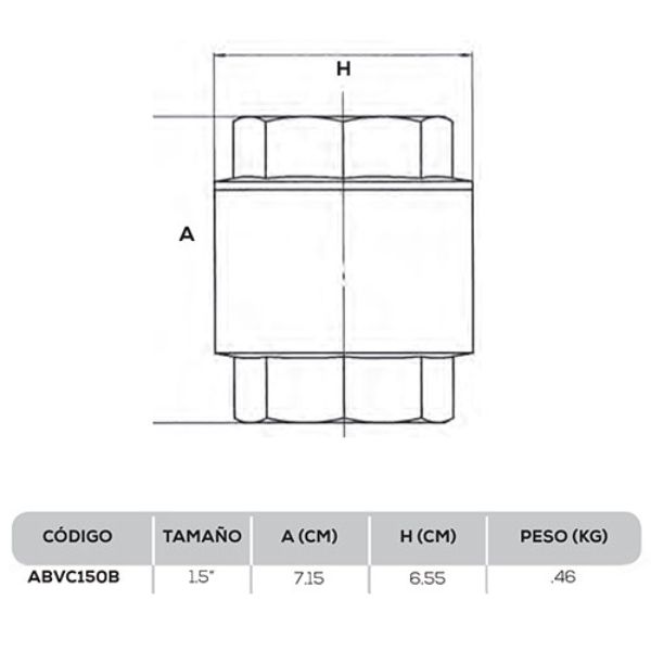 Válvula Check Anti-retorno Tuberías 1 1/2  Npt Vertical