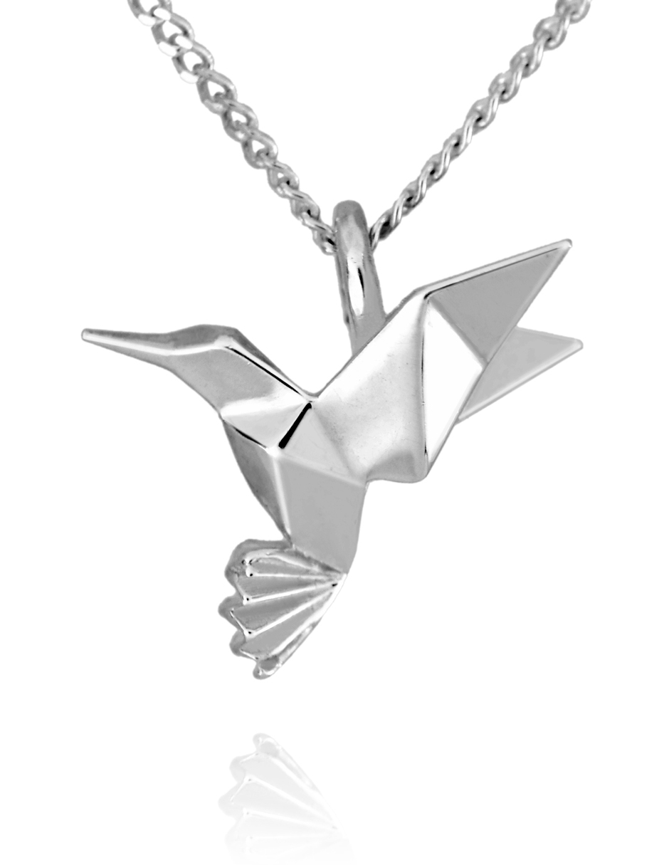 Dije Colibrí de Origami En Plata
