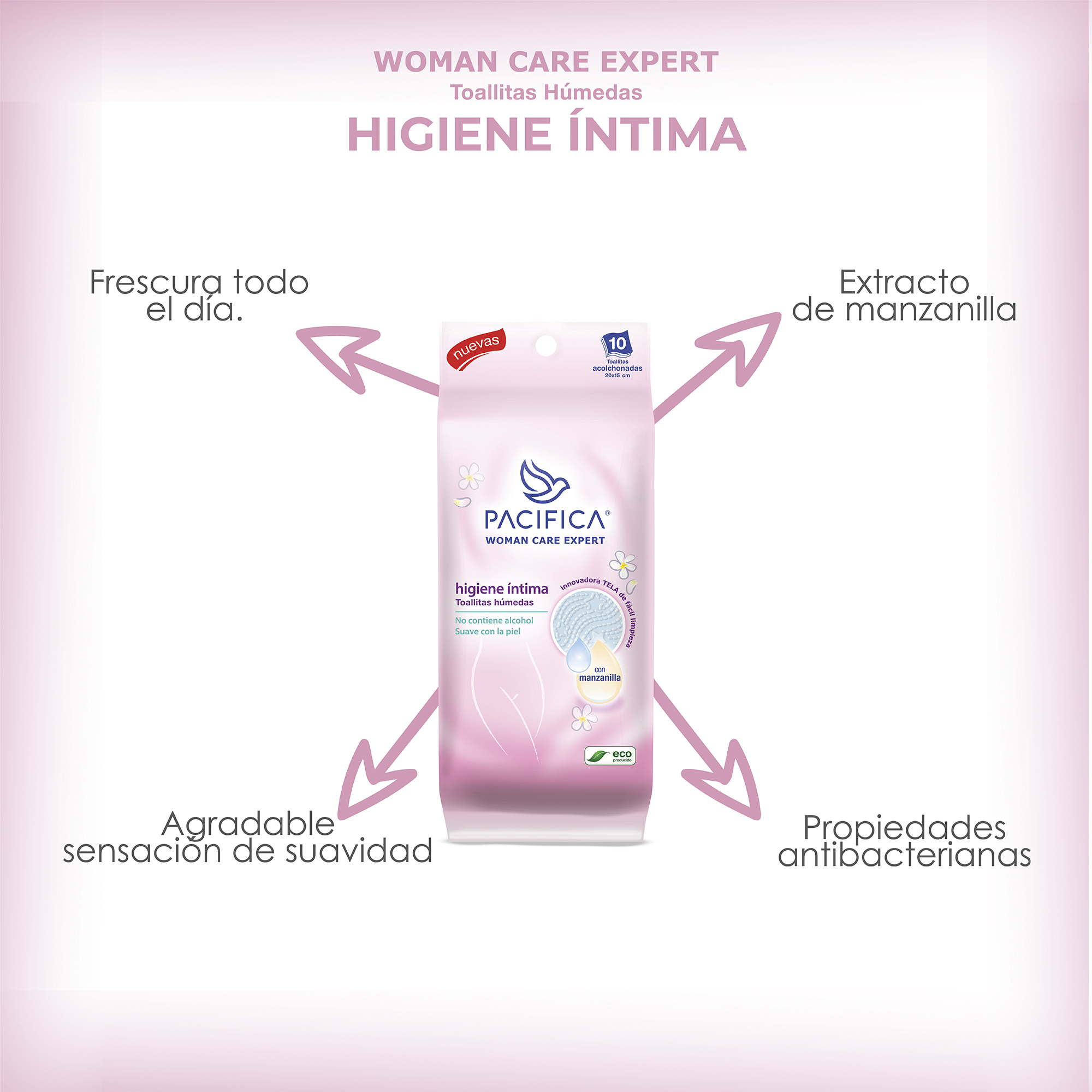 Toallitas Húmedas Pacifica Higiene Íntima 10 Toallitas