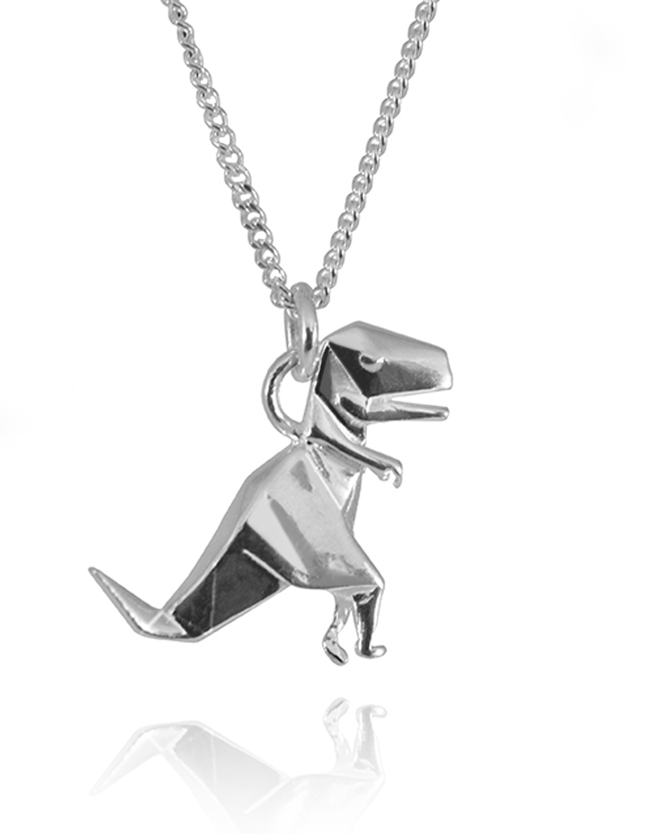 Dije T-Rex De Origami En Plata 