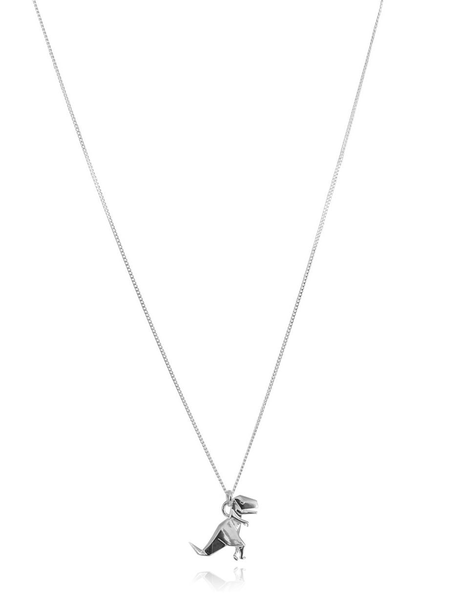 Dije T-Rex De Origami En Plata 