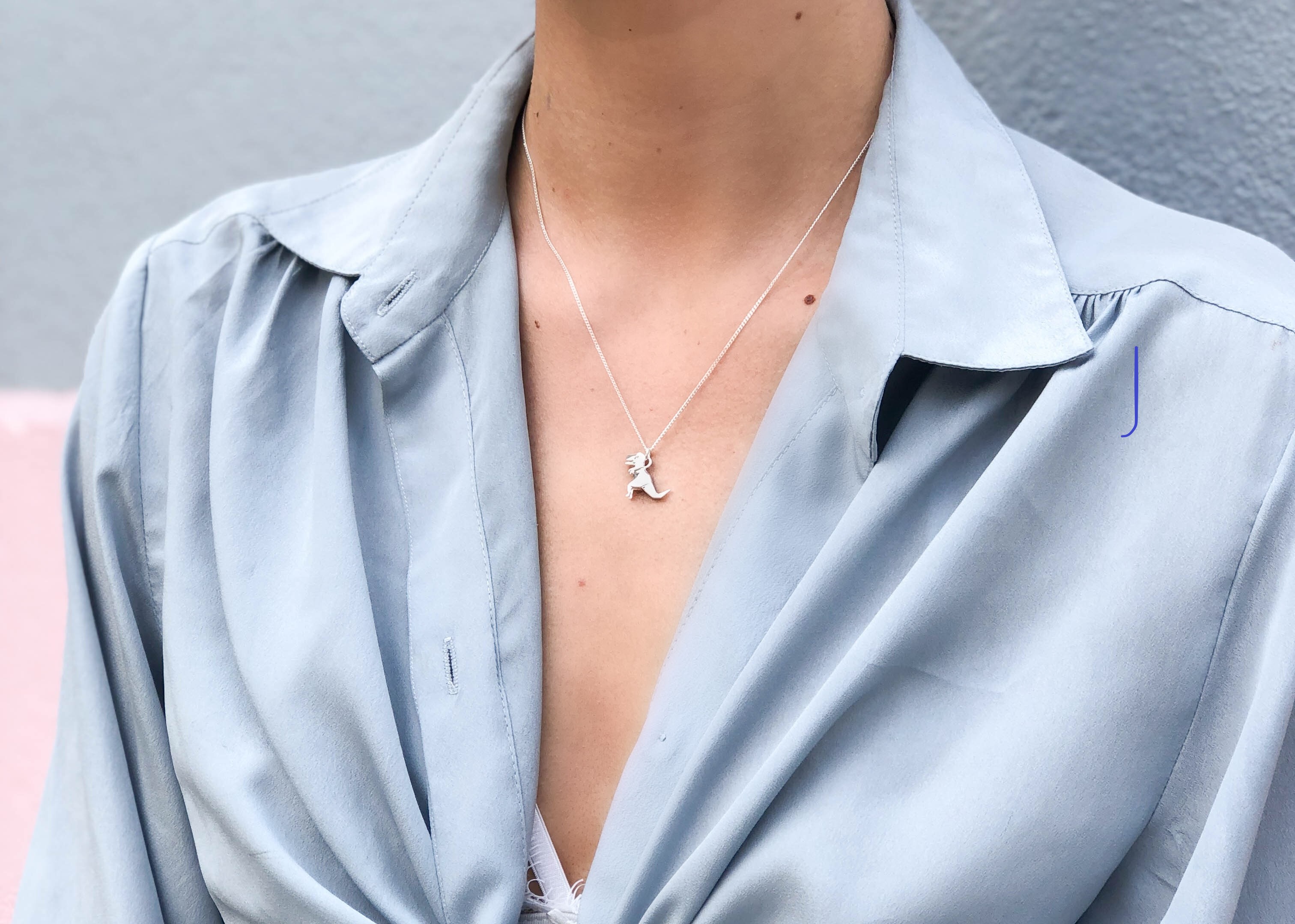 Dije T-Rex De Origami En Plata 