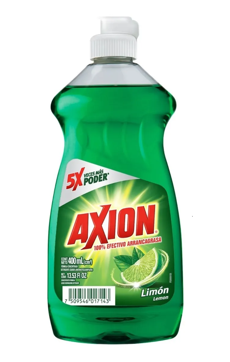 Lavatrastes Axion Líquido Limon, 400 Ml Caja 12 Pzas
