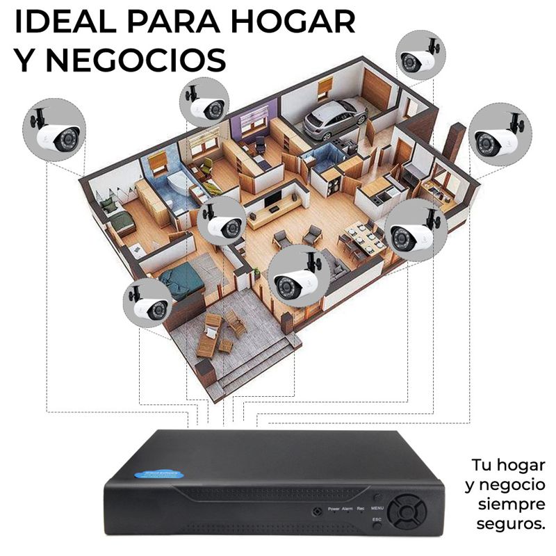 KIT DE 8 CAMARAS DE VIDEOVIGILANCIA VISION NOCTURNA + DVR CCTV, VIGILA DESDE TU CELULAR