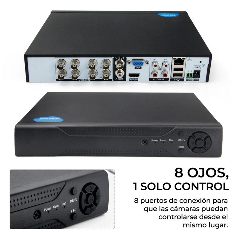KIT DE 8 CAMARAS DE VIDEOVIGILANCIA VISION NOCTURNA + DVR CCTV, VIGILA DESDE TU CELULAR