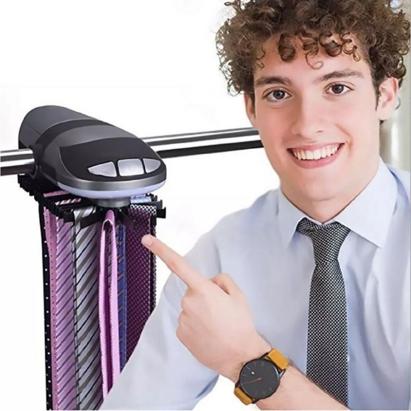 Organizador de Corbatas y Cinturones giratorio 45pz con luz Closet Corbatero