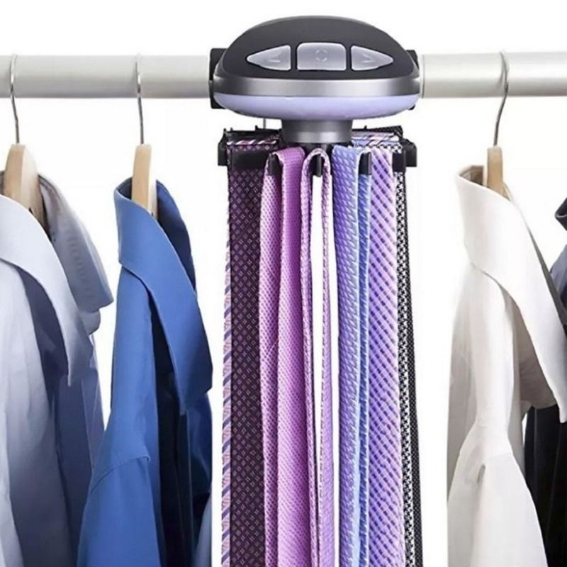 Organizador de Corbatas y Cinturones giratorio 45pz con luz Closet Corbatero