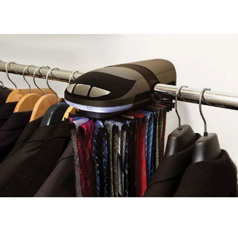 Organizador de Corbatas y Cinturones giratorio 45pz con luz Closet Corbatero