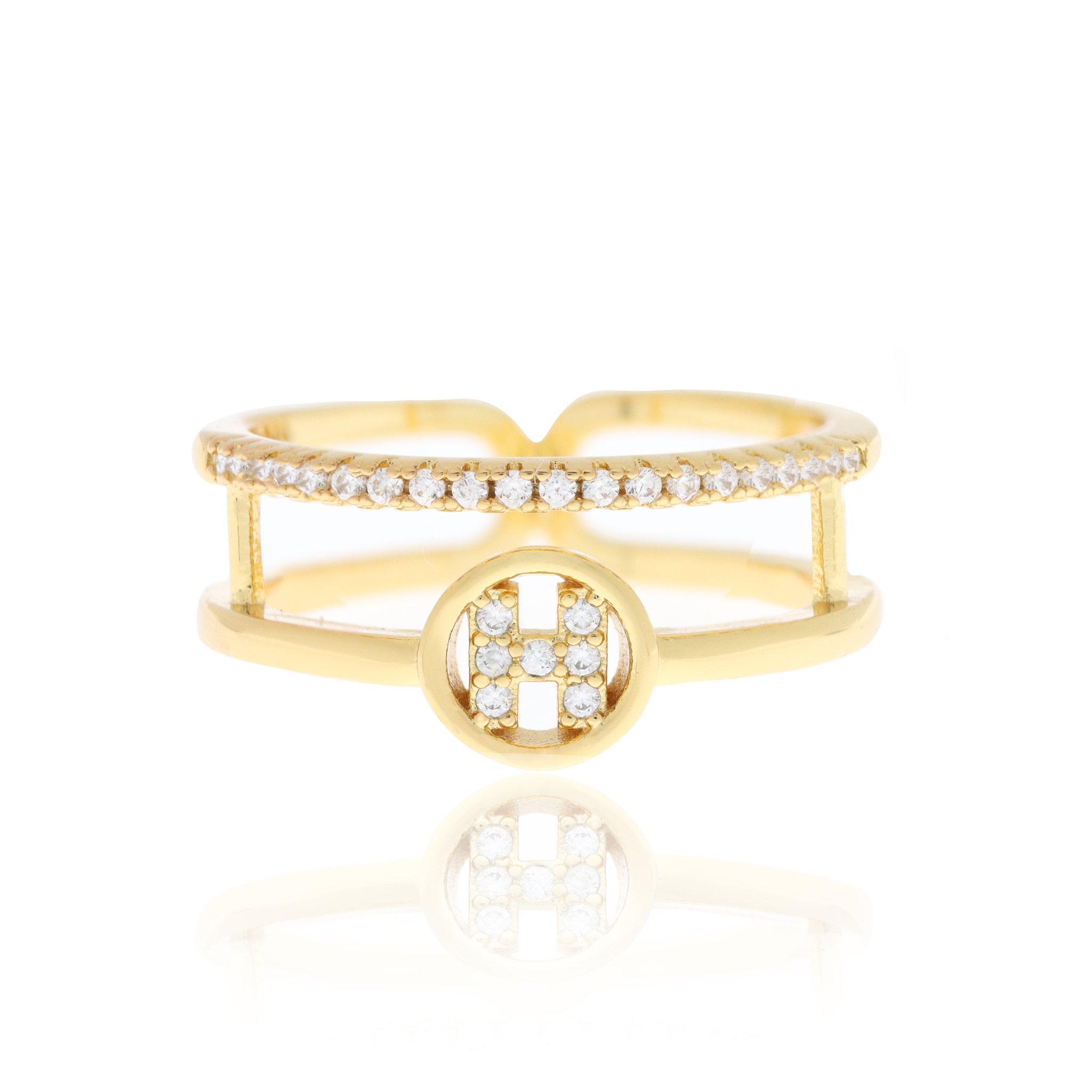 Anillo de doble tira con la letra "H"