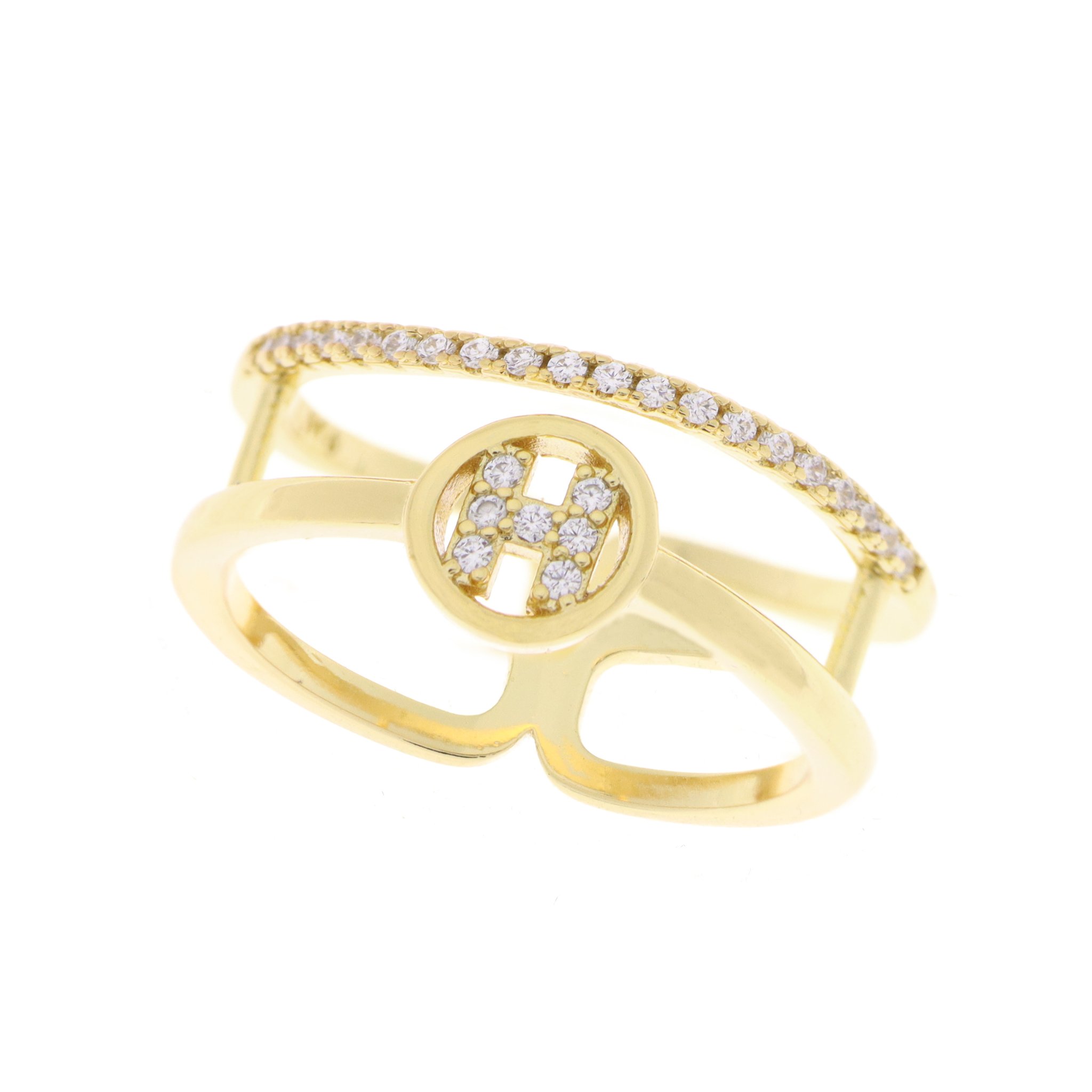 Anillo de doble tira con la letra "H"
