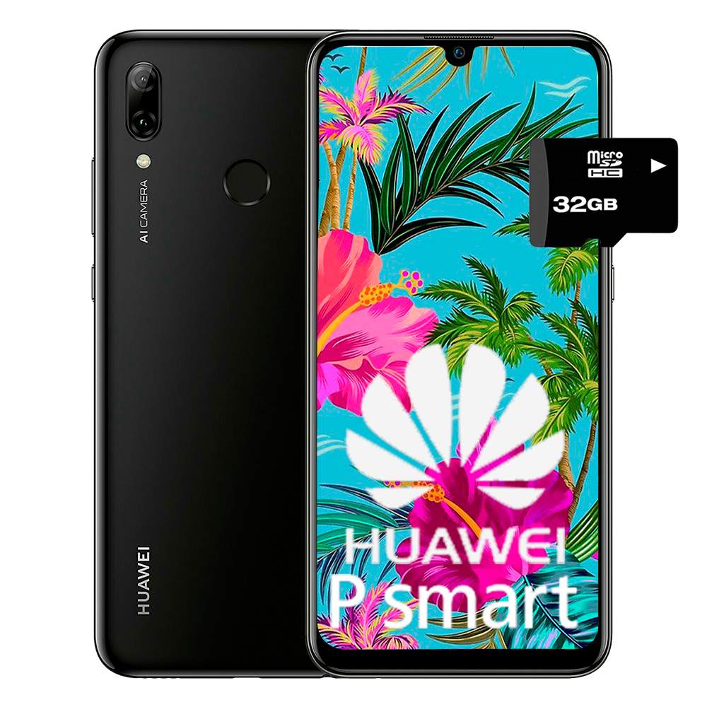 Celular Huawei P-Smart 2019 64GB-3GB + MicroSD 32GB + Audifonos