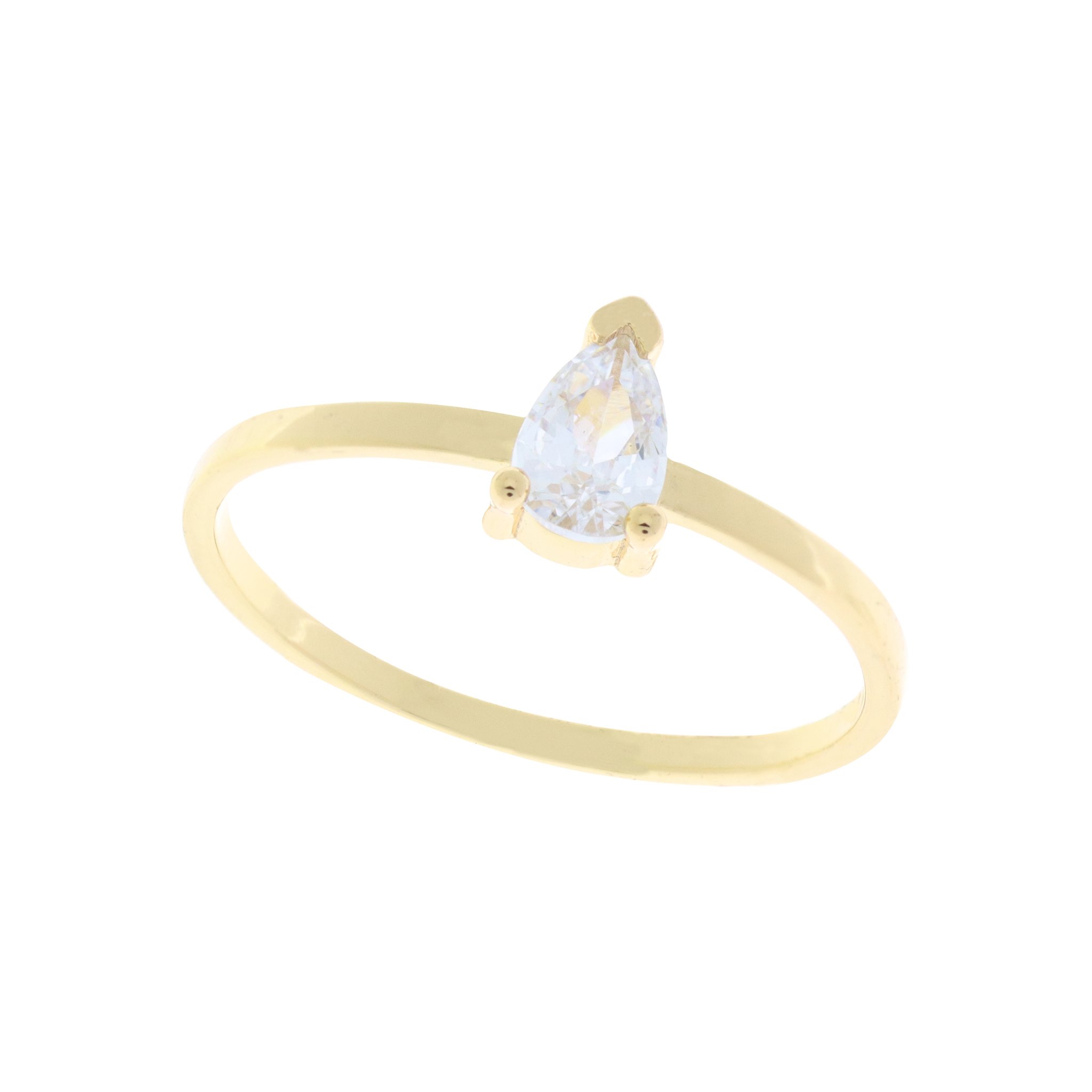 Anillo solitario con Piedra Triangular en Tono Blanco