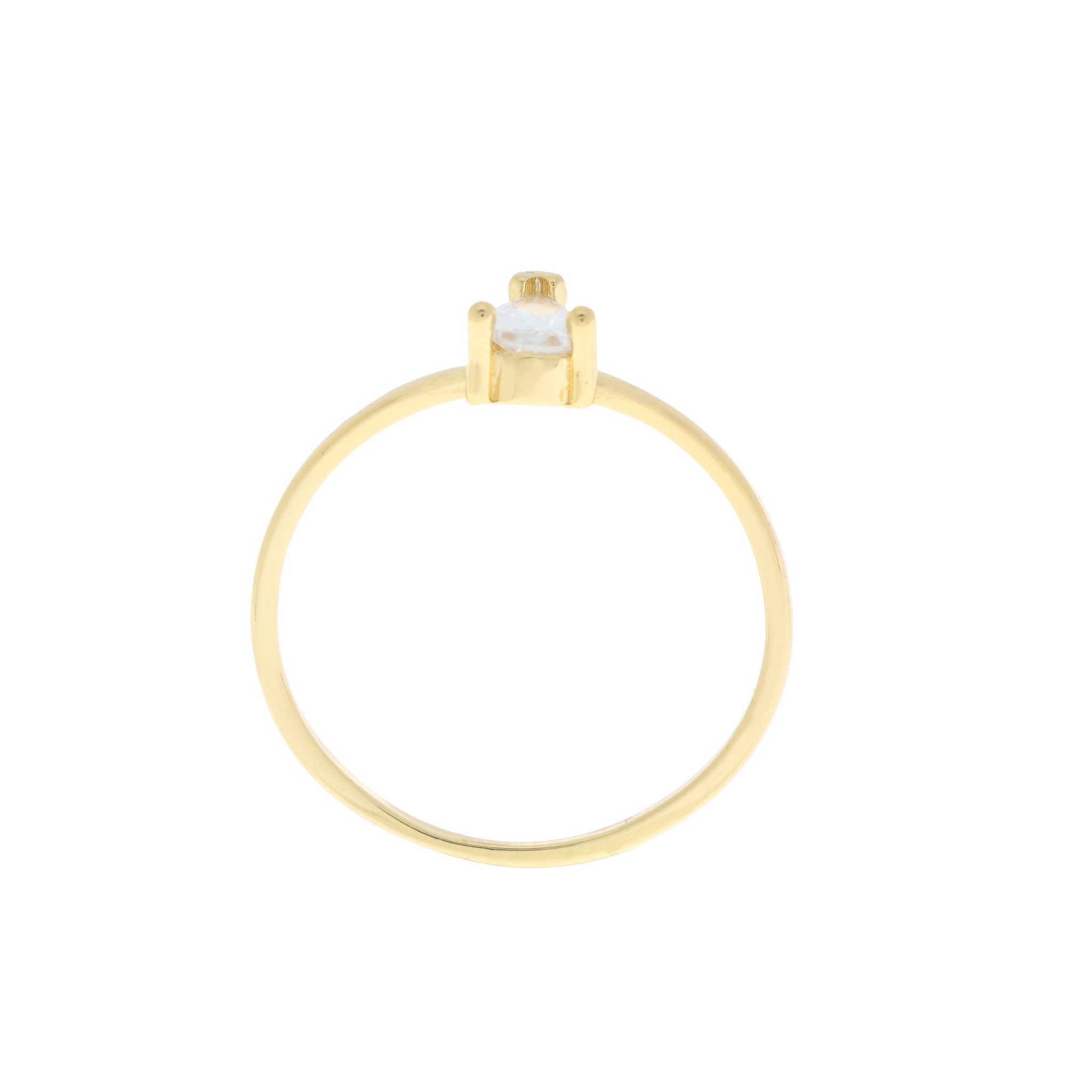 Anillo solitario con Piedra Triangular en Tono Blanco