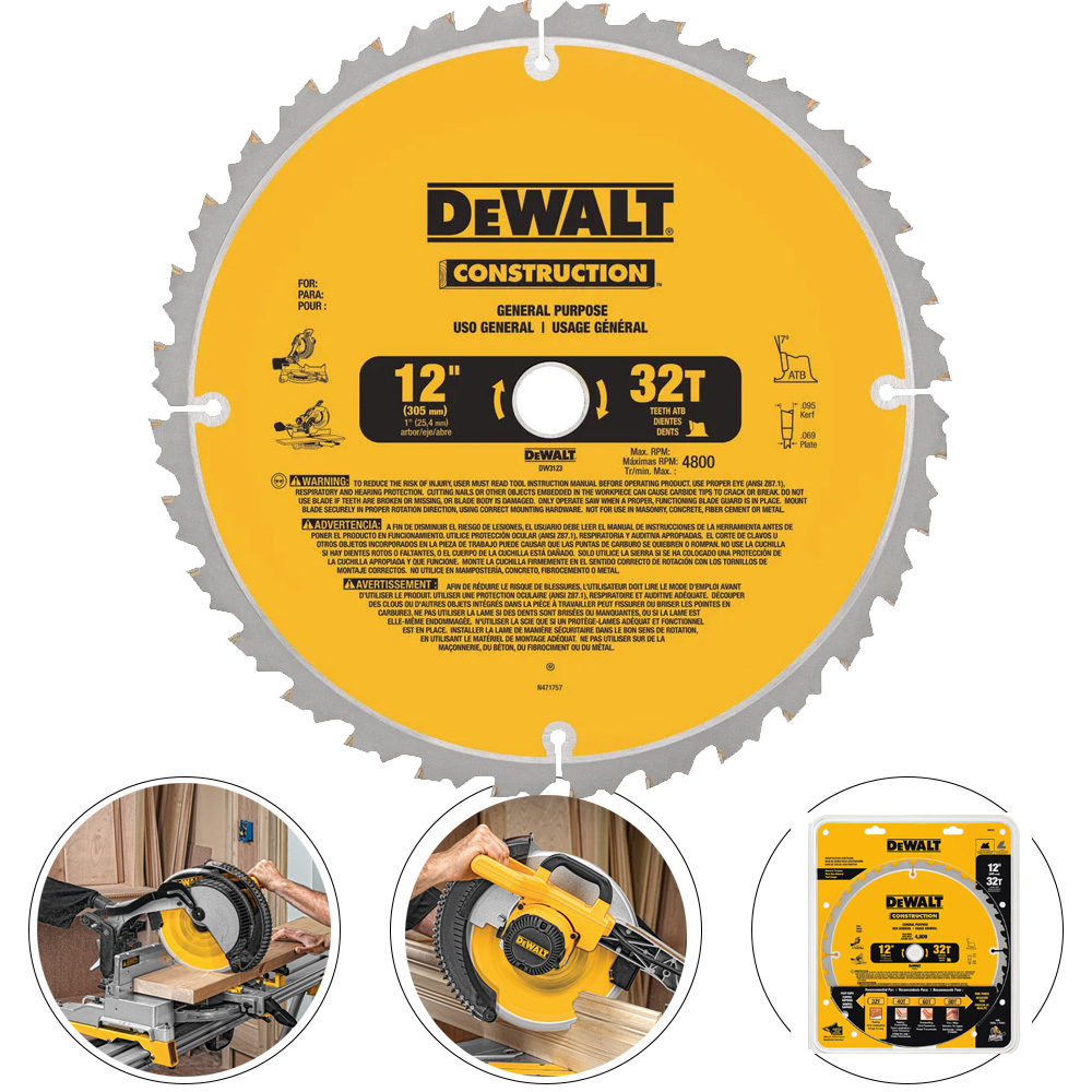 Disco De Sierra P/Madera 12" X 32 Dientes Dewalt Dw3123