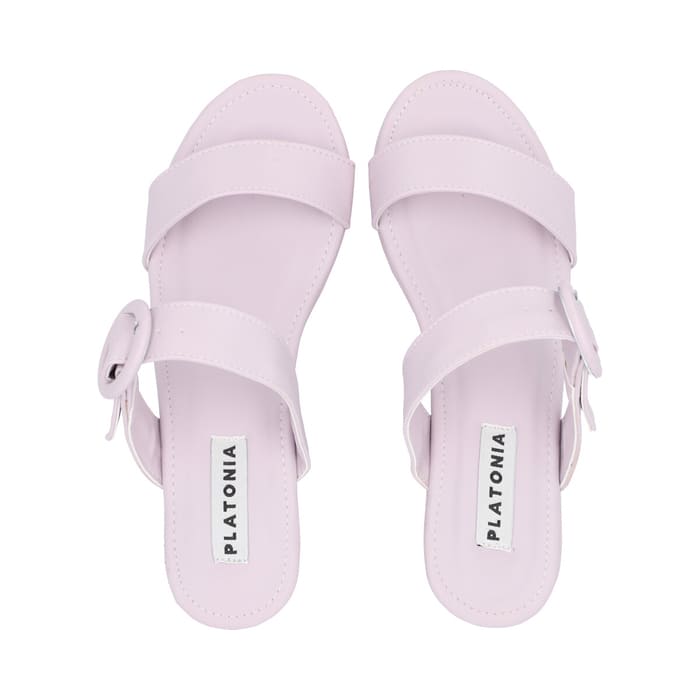 Sandalia De Plataforma Con Doble Tira Lila Y Hebilla Forrada