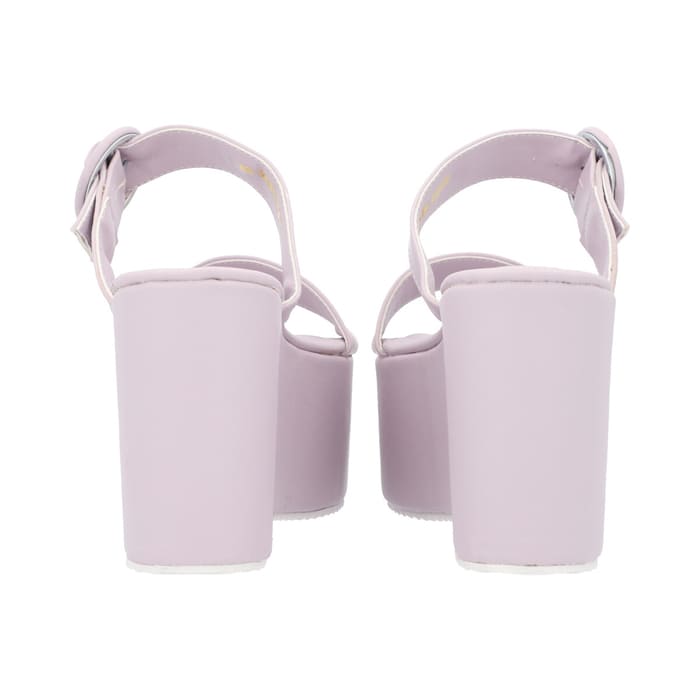 Sandalia De Plataforma Con Doble Tira Lila Y Hebilla Forrada