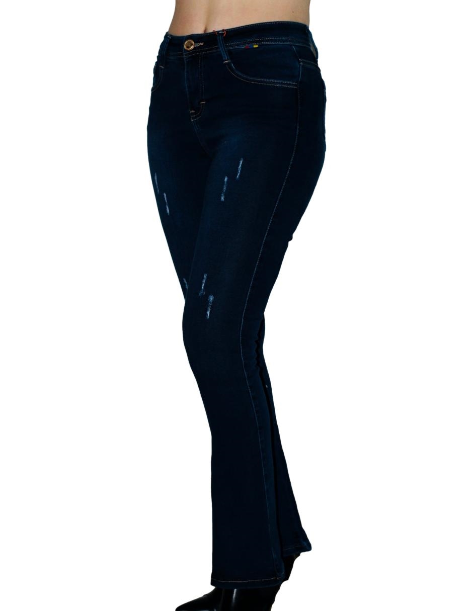 Jeans pantalon mezclilla Naranja acampanado rasgado roto destruccion mujer