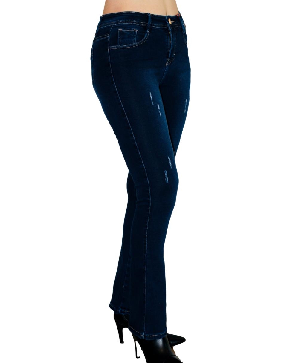 Jeans pantalon mezclilla Naranja acampanado rasgado roto destruccion mujer