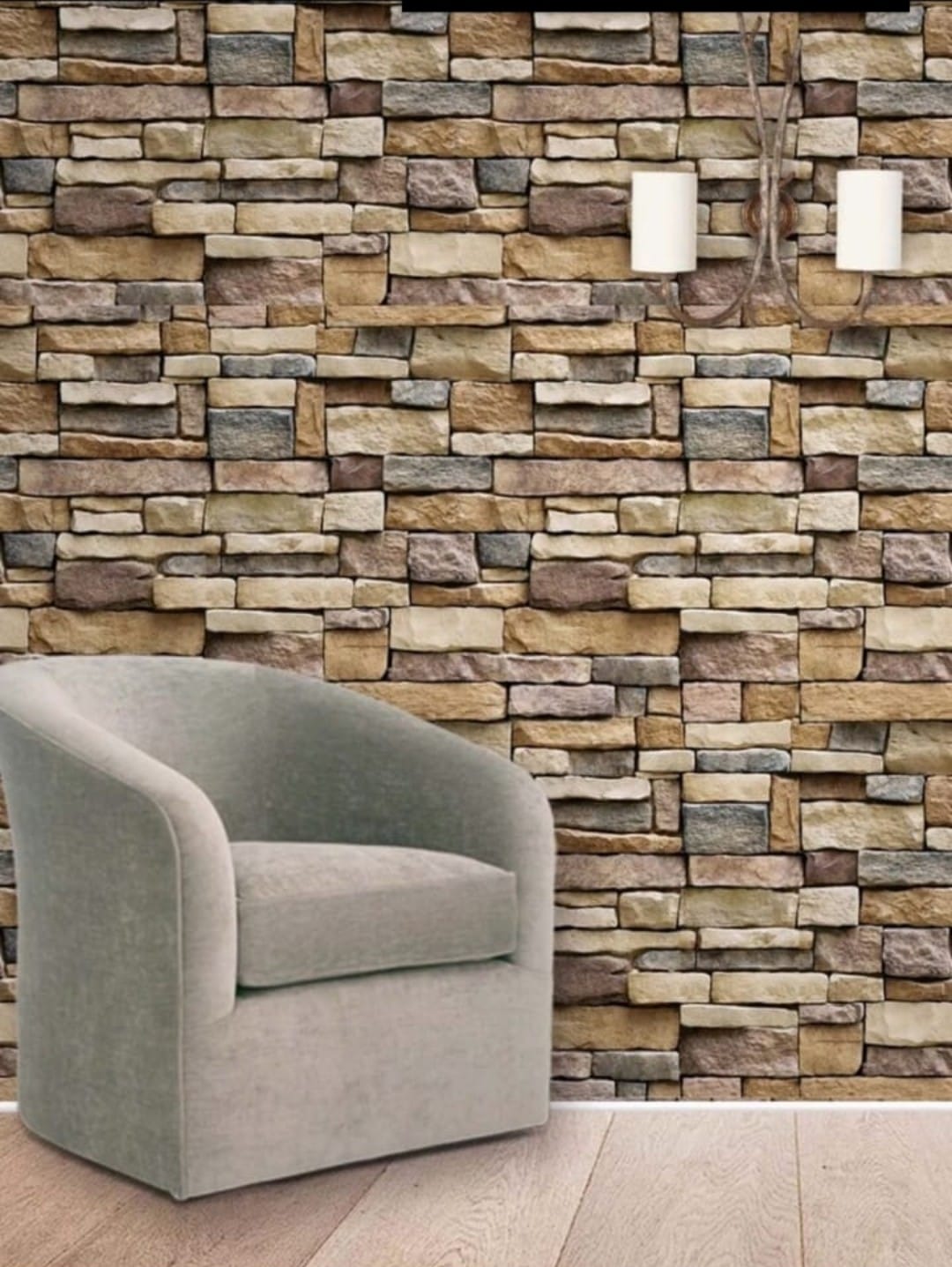 Papel Tapiz Vinil Con Adhesivo Piedra Gris