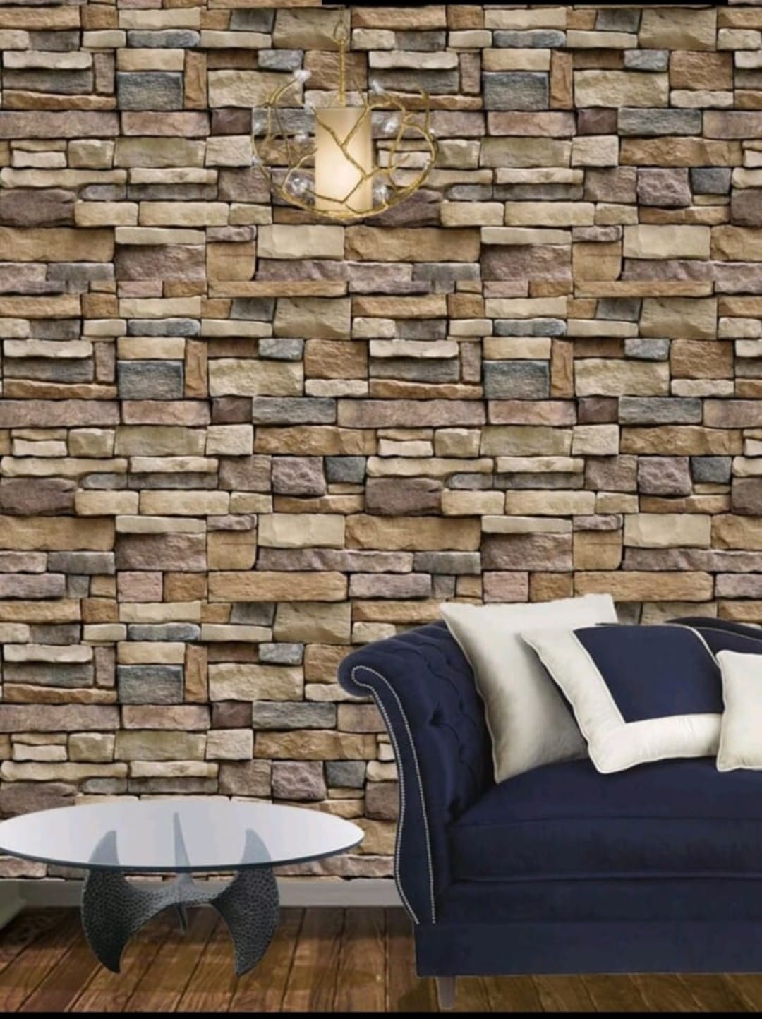 Papel Tapiz Vinil Con Adhesivo Piedra Gris