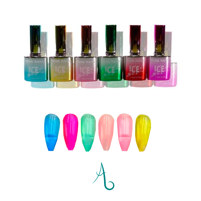 6 Esmaltes Ice Gama Vitral Decoración De Uñas