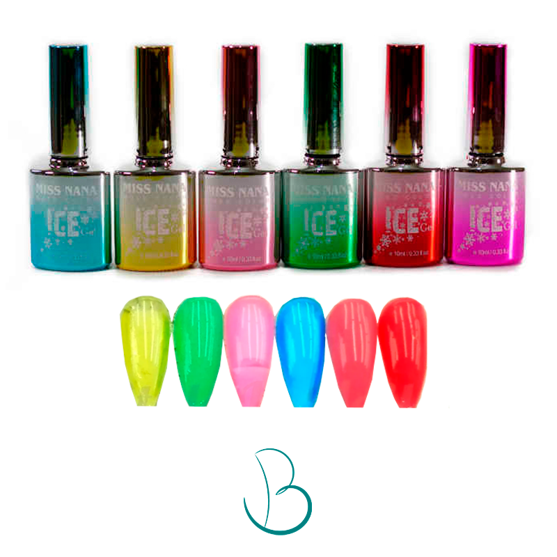 6 Esmaltes Ice Gama Vitral Decoración De Uñas