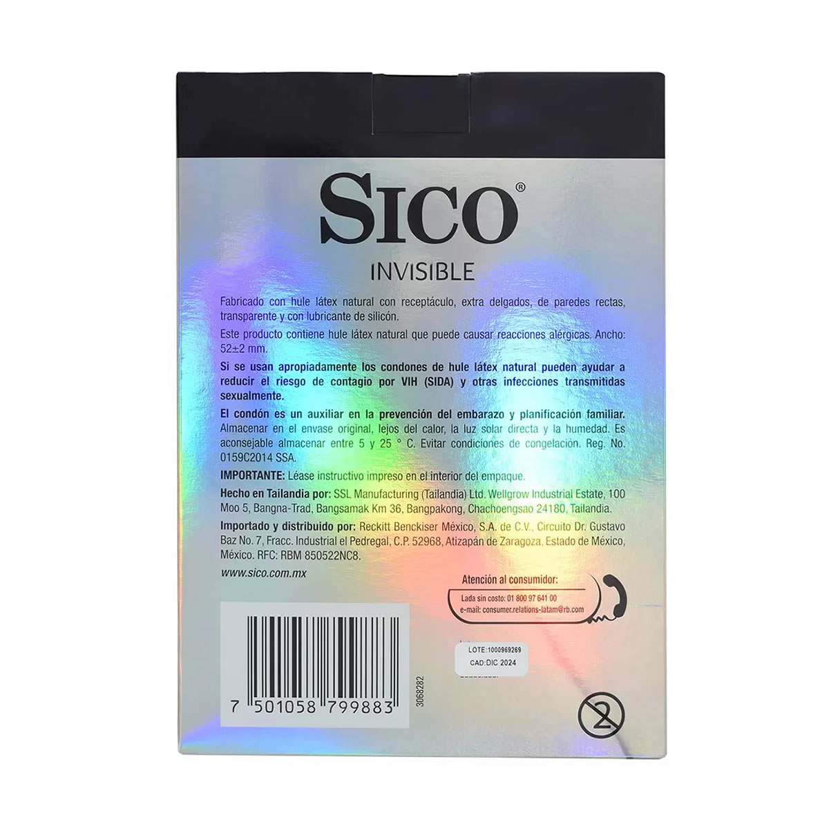 Condones Anatómicos Sico Invisible 653347 55 Piezas CST