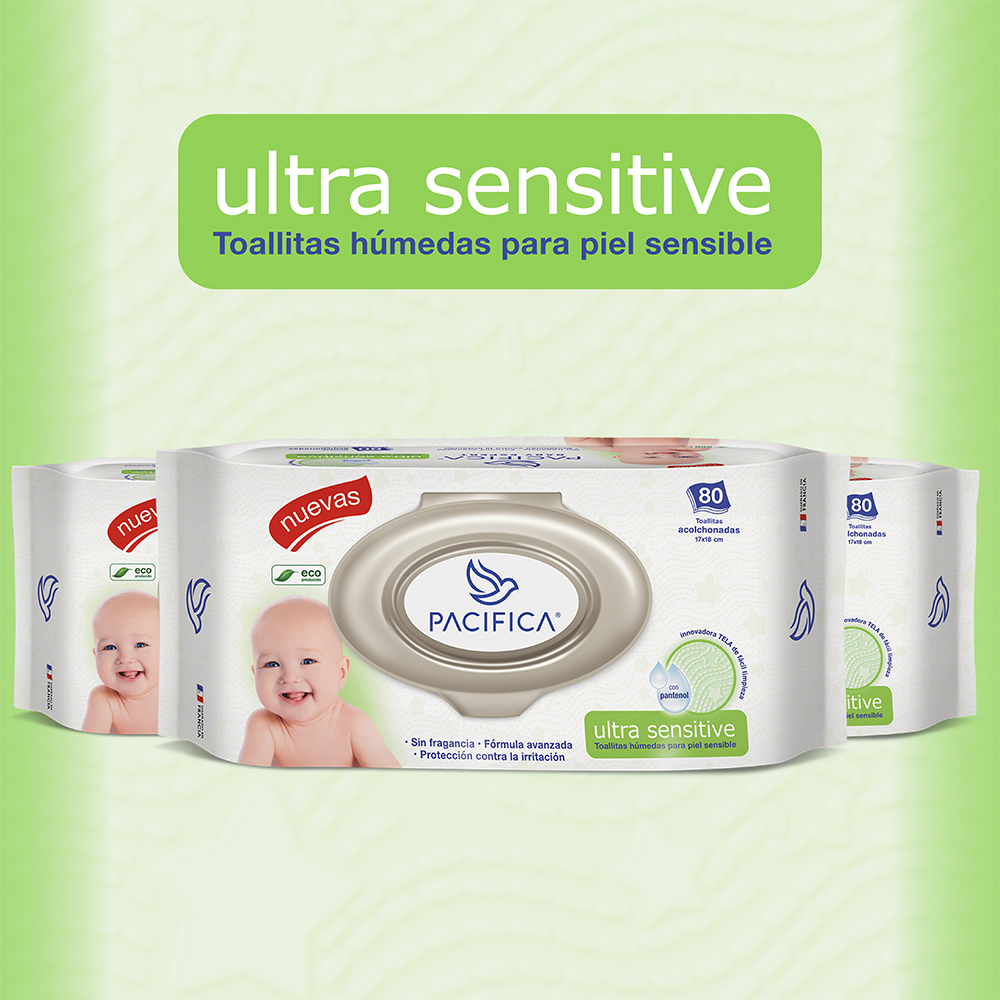 Toallitas Húmedas Para Bebé Pacifica Ultra Sensitive 80 Toallitas