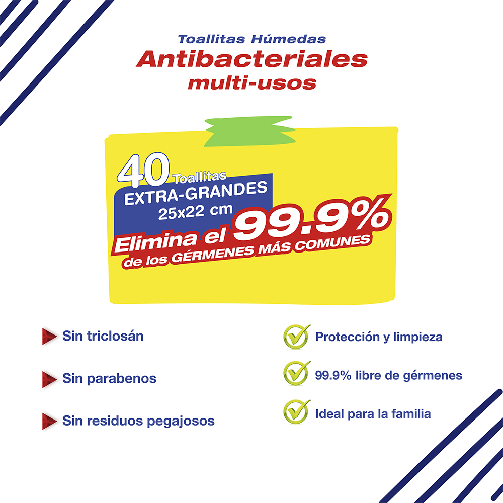 Toallitas Húmedas Pacifica Antibacteriales Multiusos 40 Toallitas