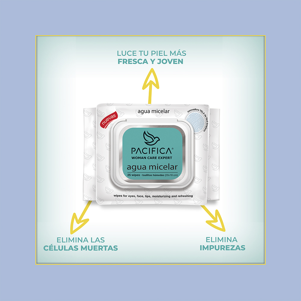 Toallitas Húmedas Desmaquillantes Pacifica Agua Micelar 25 Toallitas